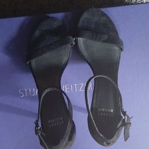 Stuart Weitzman "Nudist" Black Sandals